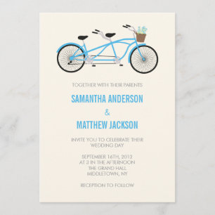 Convite para Casamento de Bike - Azul