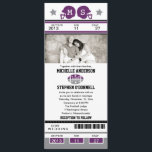 Convite Para Casamento De Bilhetes De Futebol<br><div class="desc">Este é um design original de La Bella Rue. Convite de casamento exclusivo para ingressos de futebol ou para qualquer evento. Seus hóspedes vão adorar este convite para ingressos esportivos. As cores estão em Plum Purple, Cinza e Black. Adicione sua foto favorita. Se o esquema de cores não é o...</div>