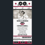 Convite Para Casamento De Bilhetes De Futebol<br><div class="desc">Este é um design original de La Bella Rue. O convite para o casamento de futebol do Ticket ou para qualquer evento. Seus hóspedes vão adorar este convite para ingressos esportivos. As cores estão em Borgonha e Preto. Adicione sua foto favorita. Se o esquema de cores não é o que...</div>