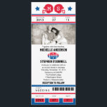 Convite Para Casamento De Bilhetes De Futebol<br><div class="desc">Este é um design original de La Bella Rue. Convite de casamento exclusivo para ingressos de futebol ou para qualquer evento. Seus hóspedes vão adorar este convite para ingressos esportivos. As cores estão em azul real e vermelho brilhante. Adicione sua foto favorita. Se o esquema de cores não é o...</div>