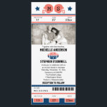 Convite Para Casamento De Bilhetes De Futebol<br><div class="desc">Este é um design original de La Bella Rue. Convite de casamento exclusivo para ingressos de futebol ou para qualquer evento. Seus hóspedes vão adorar este convite para ingressos esportivos. As cores estão em Marinho azul e coral. Adicione sua foto favorita. Se o esquema de cores não é o que...</div>