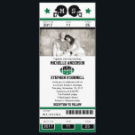 Convite Para Casamento De Bilhetes De Futebol<br><div class="desc">Este é um design original de La Bella Rue. Convite de casamento exclusivo para ingressos de futebol ou para qualquer evento. Seus hóspedes vão adorar este convite para ingressos esportivos. As cores estão em verde-grama e preto. Adicione sua foto favorita. Se o esquema de cores não é o que você...</div>