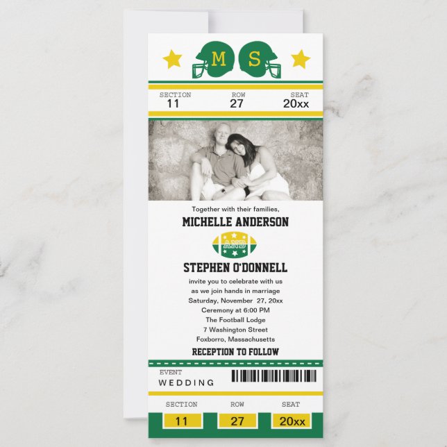 Convite Para Casamento De Bilhetes De Futebol (Frente)