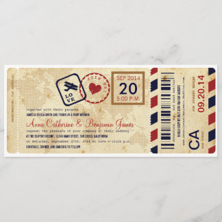 Convite para Casamento de Bilhetes de Passagem de 