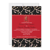 Convite para Casamento de Blossomas de Cereja Verm