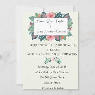 Convite para Casamento de Blossomas Tropicais