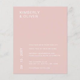 Convite para Casamento de Blush Minimalista de Orç