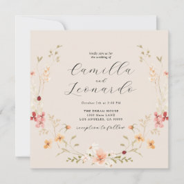 Convite para Casamento de Bóho de Flor Selvagem