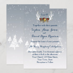 Convite para Casamento de Boho de Winter Antlers