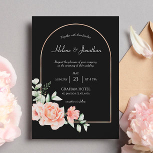 Convite para Casamento de Boho Floral Arch Dourada