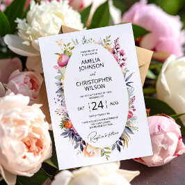 Convite para casamento de Boho glam - peônias de a