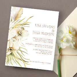 Convite para casamento de boho moderno floral flor