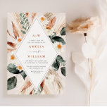 convite para casamento de boho pampas<br><div class="desc">Um convite de casamento de terra boêmica russa com design temático boêmico floral de cor d'água com letras elegantes de caligrafia.</div>