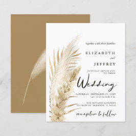 Convite para Casamento de Boho Pampas no Terreno d