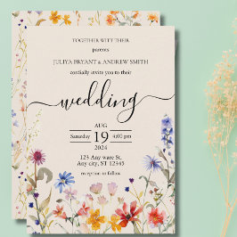 Convite para casamento de Boho Wildflower Elegante