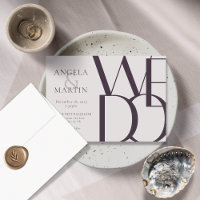 Convite para Casamento de Bold EggPlant Minimalist