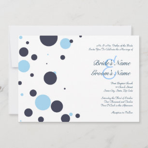 Convite para Casamento de Bolinhas Azul e Branco