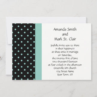 Convite para Casamento de Bolinhas de Teal Branco