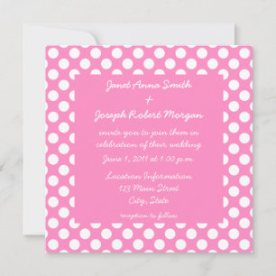 Convite para Casamento de Bolinhas Rosa e Branca