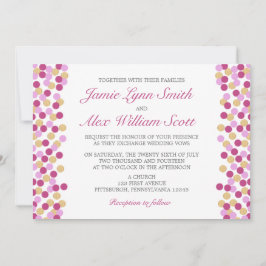 Convite para Casamento de Bolinhas Roxo e Dourado