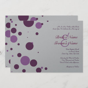 Convite para Casamento de Bolinhas Roxo e Prata