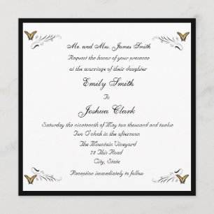 Convite para casamento de Borboletas e Swirls