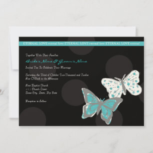 Convite para Casamento de Borboletas Legal de Teal
