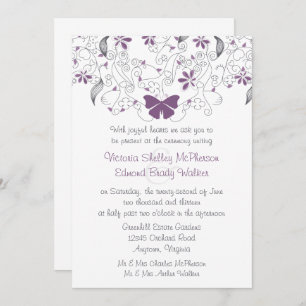 Convite Para Casamento De Borboletas Roxas