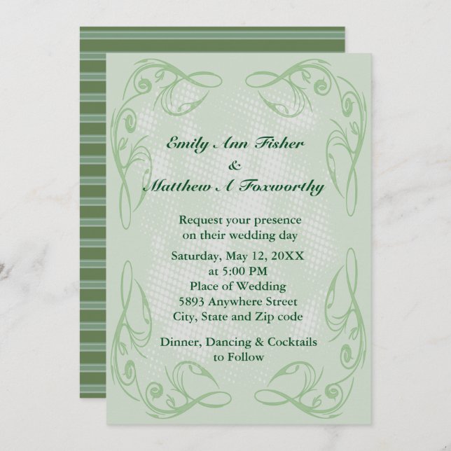 Convite para Casamento de Borda de Cabelo Abstrato (Frente/Verso)