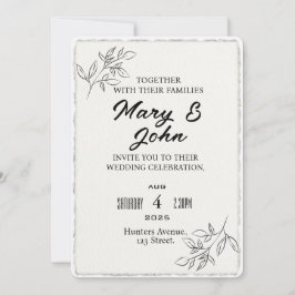 Convite para Casamento de Borda Deckled Moderno Si