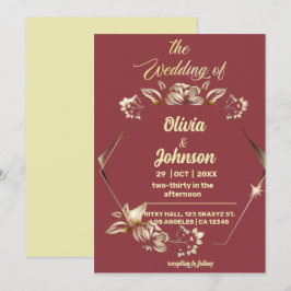 Convite para Casamento de Borgonha e Ouro