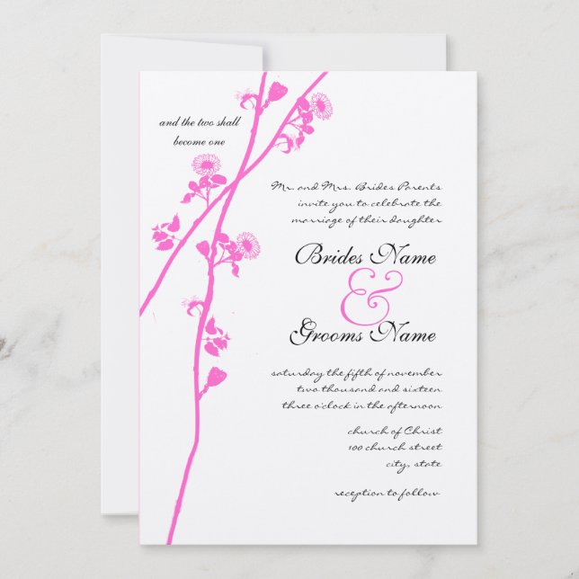 Convite para Casamento de Branqueamento de Flores  (Frente)