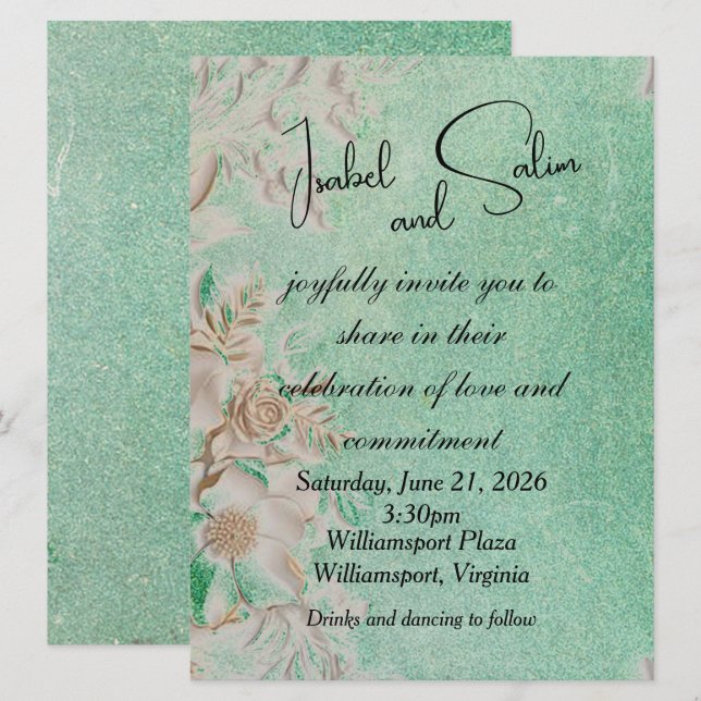 Convite para Casamento de Breeze de Verão Fresco (Frente/Verso)