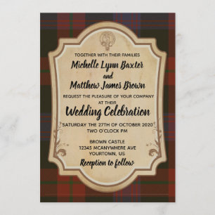 Convite Para Casamento De Brown Tartan