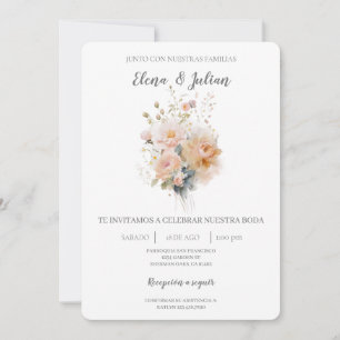 Convite para Casamento de buquê de flor selvagem e