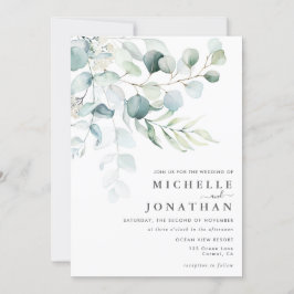 Convite para Casamento de Buquê Eucalyptus Verde A