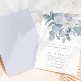 Convite para Casamento de Buquê Floral Azul Simple