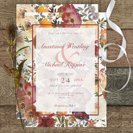 Convite para Casamento de Buquês de Cores d'Água