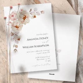 Convite para Casamento de Buquês de Peony