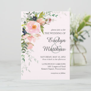 Convite para Casamento de Buquês Florais Rosa Ros