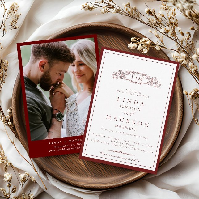 Convite para Casamento de Burgundy Burgundy (Criador carregado)