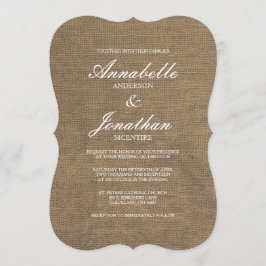 Convite para Casamento de Burlap, com Tipografia E