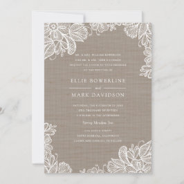 Convite para Casamento de Burlap e Lace