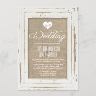 Convite para Casamento de Burlap, Frame Russo Bran