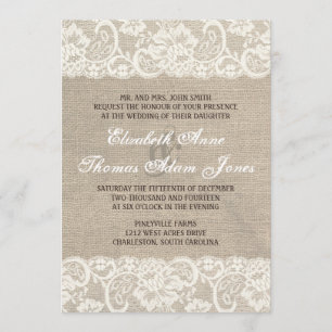 Convite Para Casamento De Burlap Russo De Paço