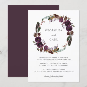 Convite Para Casamento De Butterum & Plum Wreath