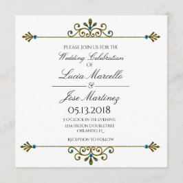 Convite para Casamento de Caligrafia Dourada Elega