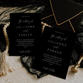 Convite para Casamento de Caligrafia MOD Negra