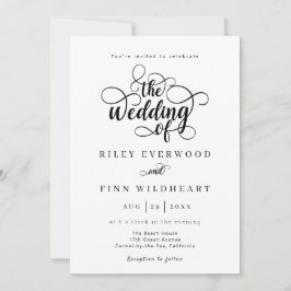 Convite para Casamento de Caligrafia Moderna Elega
