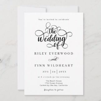 Convite para Casamento de Caligrafia Moderna Elega